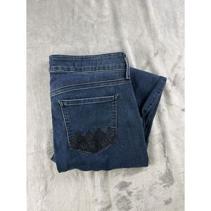 NYDJ Marilyn Straight Leg‎ Jeans Women's 10p Blue Stretch Denim Mid Rise Casual